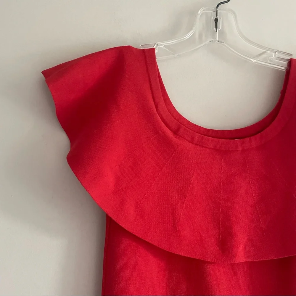 Women’s Red Ruffle Neck Top - Picture 7 of 8